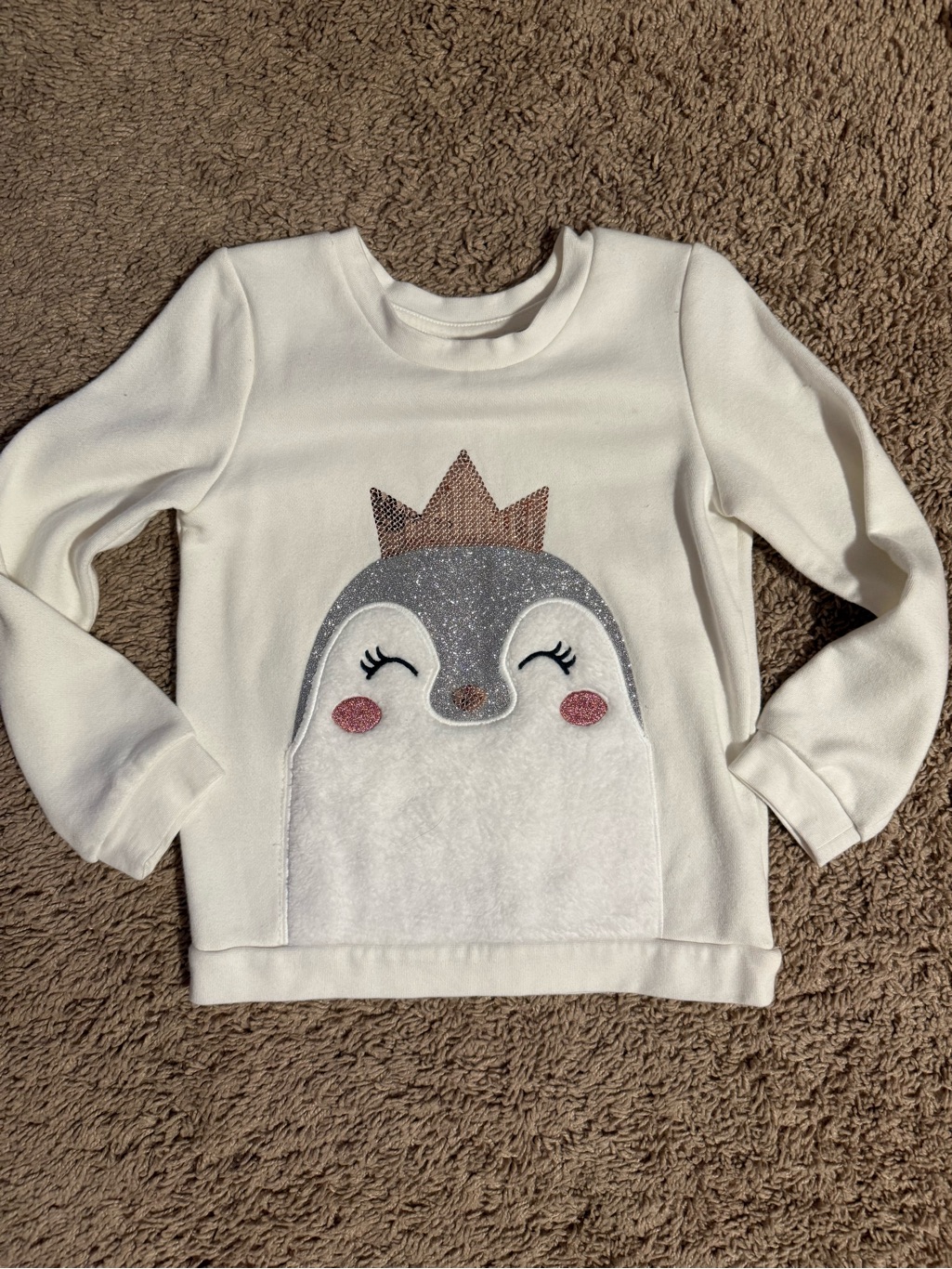 The Children's Place Cream Long Sleeve Tee With Rose Gold Sequin Star